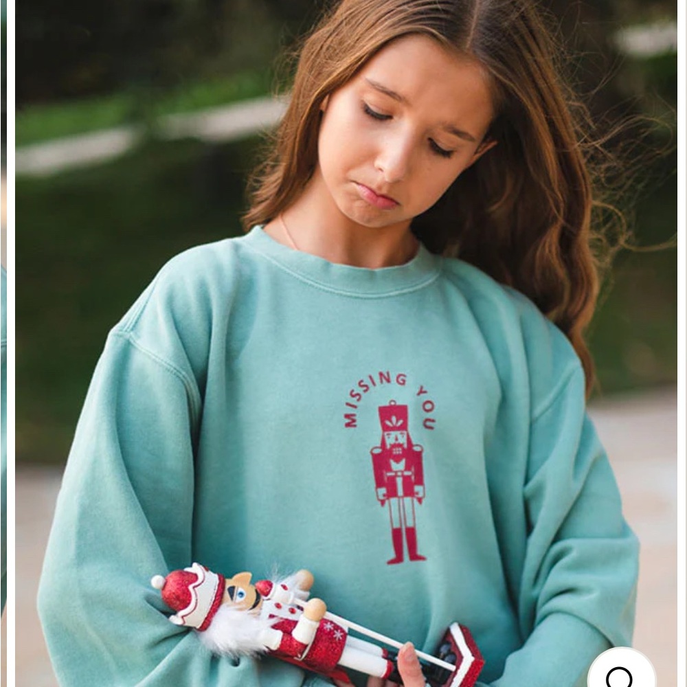 Covet Dance Missing you mint green nutcracker swestshirt individually dyed Small